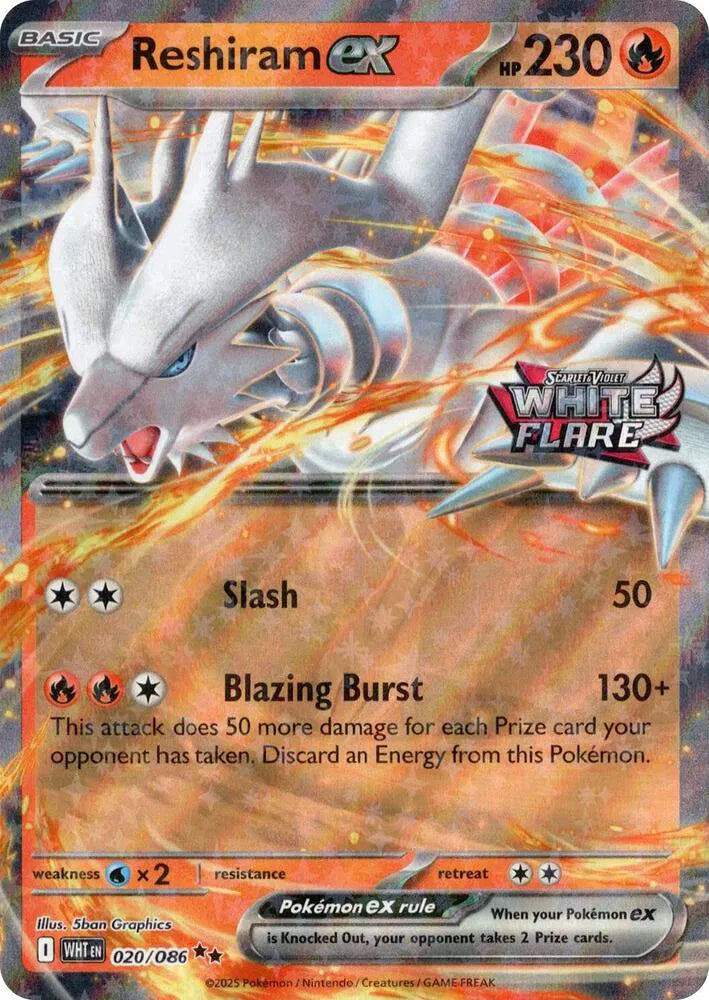 Reshiram ex - 020/086 - White Flare Stamped - Miscellaneous