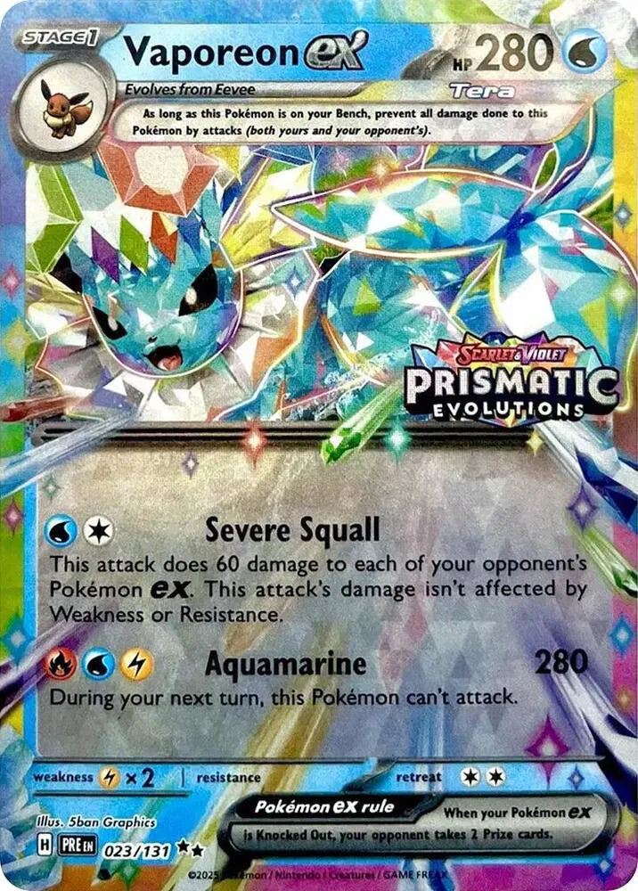 Vaporeon ex - 023/131 - Prismatic Evolutions Stamp - Miscellaneous