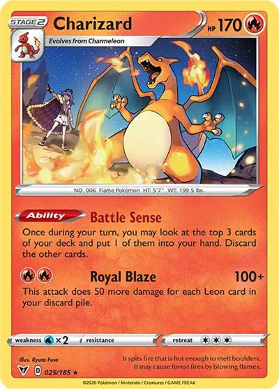 Charizard - 025/185 - Cracked Ice Holo - Deck Exclusives