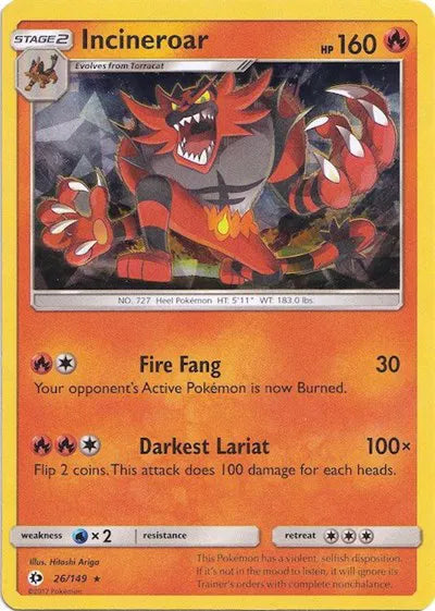 Incineroar - 026/149 - Cracked Ice Holo - Deck Exclusives