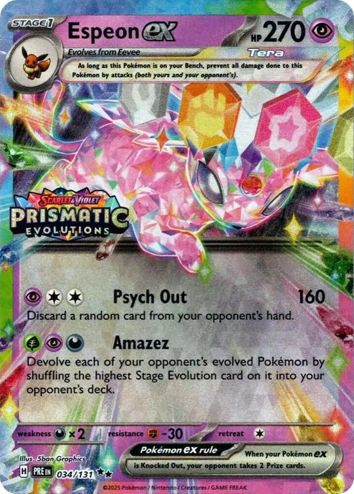 Espeon ex - 034/131 - Prismatic Evolutions Stamp - Miscellaneous