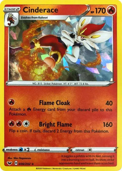 Cinderace - 036/202 - Cracked Ice Holo - Deck Exclusives