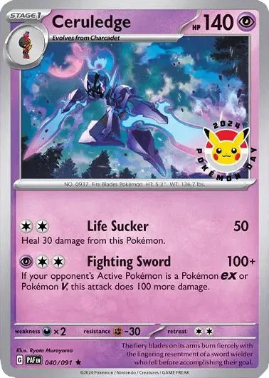 Ceruledge - 040/091 - Pokemon Day 2024 - Cosmos Holo - Miscellaneous