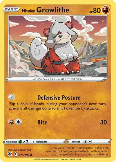 Hisuian Growlithe - 070/189 - Cosmos Holo - Deck Exclusives