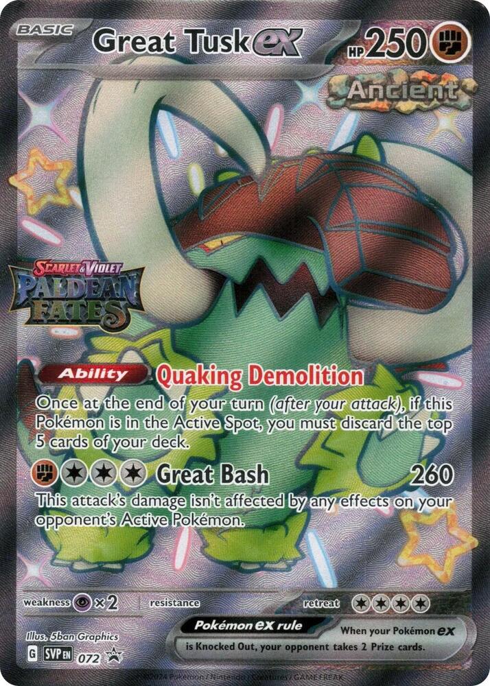 Great Tusk ex - 072 - Paldean Fates Stamped - Miscellaneous