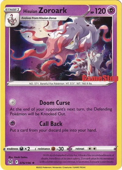 Hisuian Zoroark - 076/196 - Gamestop Exclusive - Miscellaneous Cards & Products