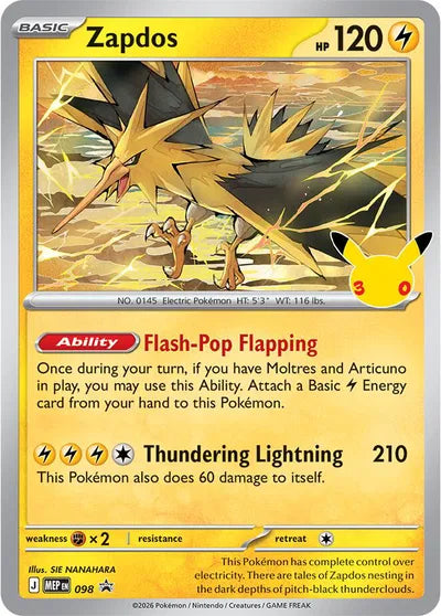 Zapdos - 098 - 30th Celebration - Mega Evolution Promos