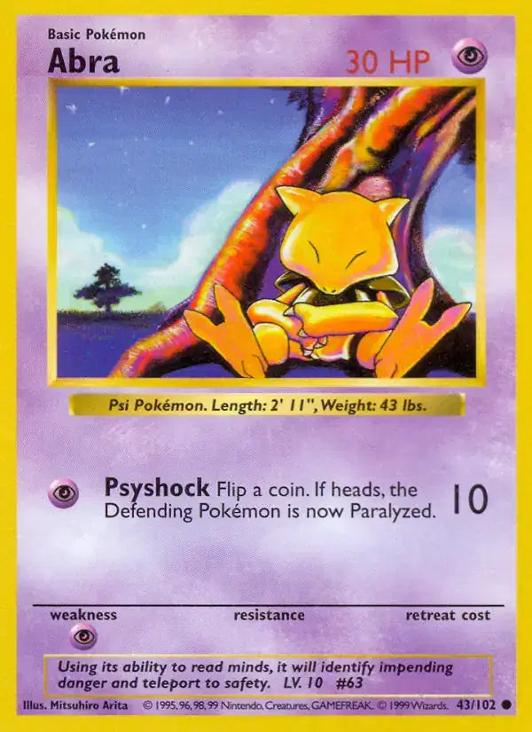 Abra - 43/102 - Shadowless - Base Set