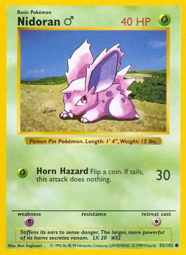 Nidoran M - 55/102 - Shadowless - Base Set