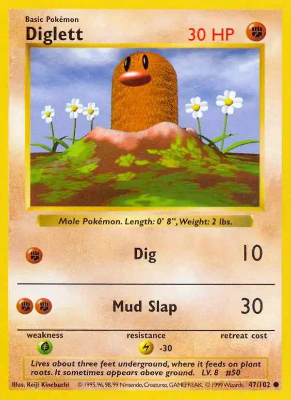 Diglett - 47/102 - Shadowless - Base Set