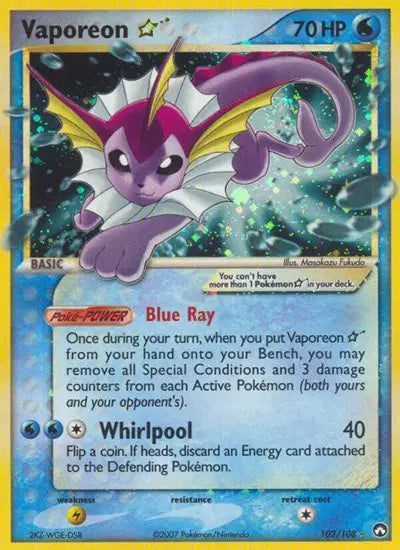 Vaporeon Gold Star - 102/108 - Ex Power Keepers