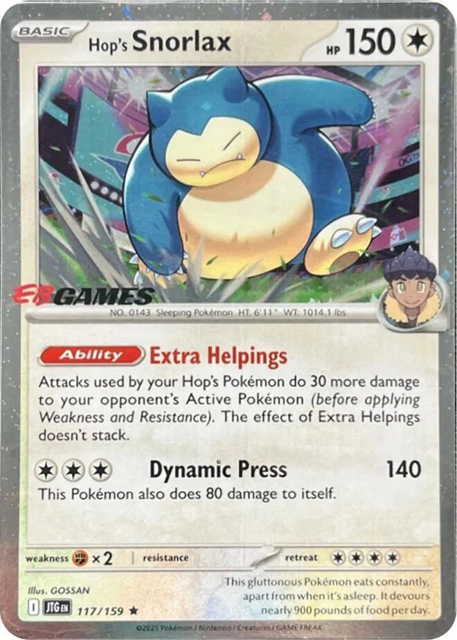 Hop's Snorlax - 117/159 - EB Games - Miscellaneous Cards & Products