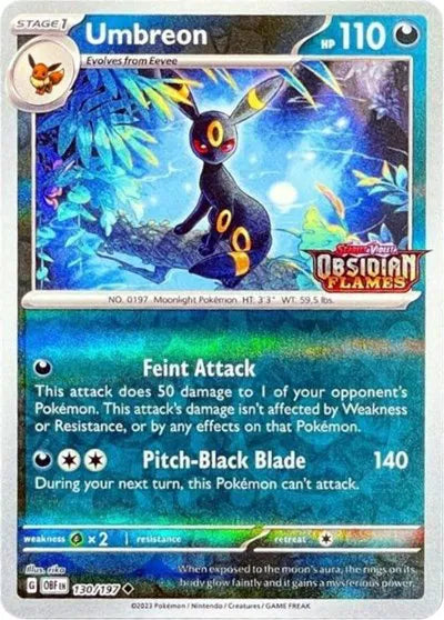 Umbreon - 130/197 - Obsidian Flames Stamped - Miscellaneous Cards & Products