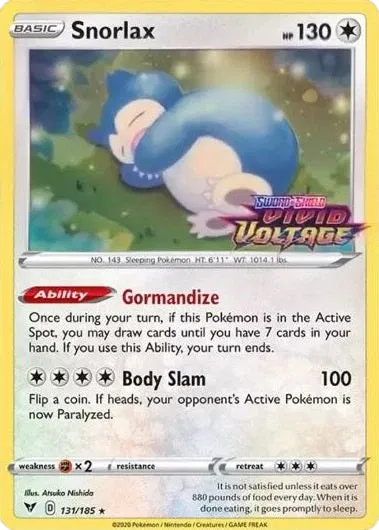 Snorlax - 131/185 - Vivid Voltage Stamped - Miscellaneous Cards & Products