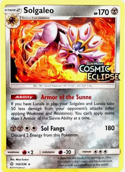 Solgaleo - 142/236 - Cosmic Eclipse Stamped - Miscellaneous Cards & Products