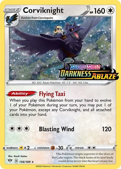 Corviknight - 156/189 - Darkness Ablaze Stamped - Miscellaneous Cards & Products