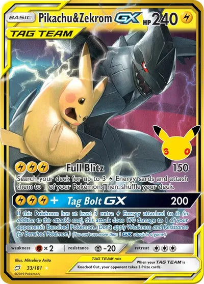 Pikachu & Zekrom GX - 33/181 - 30th Celebration - Classic Collection