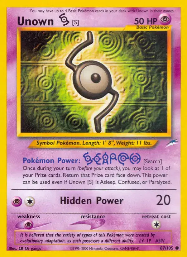 Unown S - 87/105 - Neo Destiny