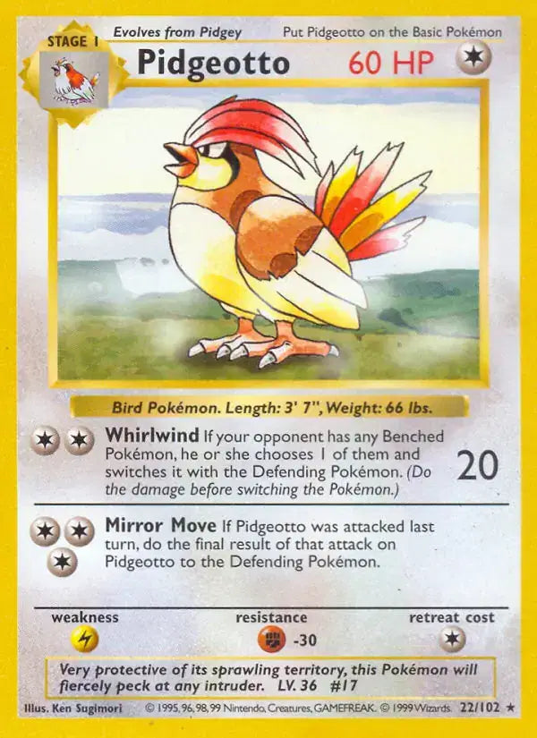 Pidgeotto - 22/102 - Shadowless - Base Set