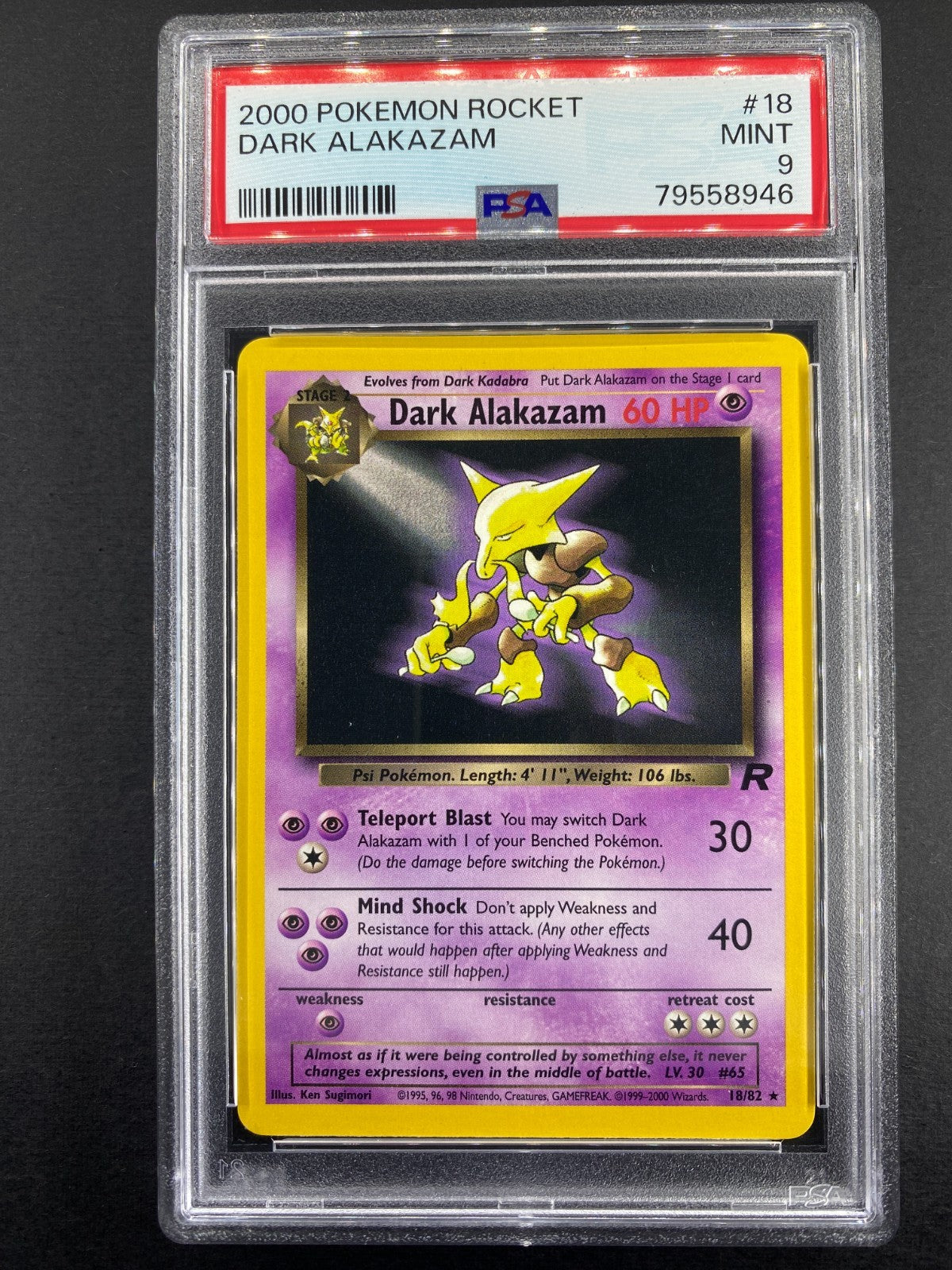 Dark Alakazam - 18/82 - Team Rocket - PSA 9