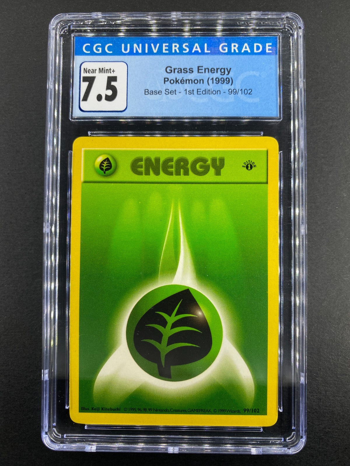 Grass Energy - 99/102 - Base Set - 1st Edition & Shadowless - CGC 7.5