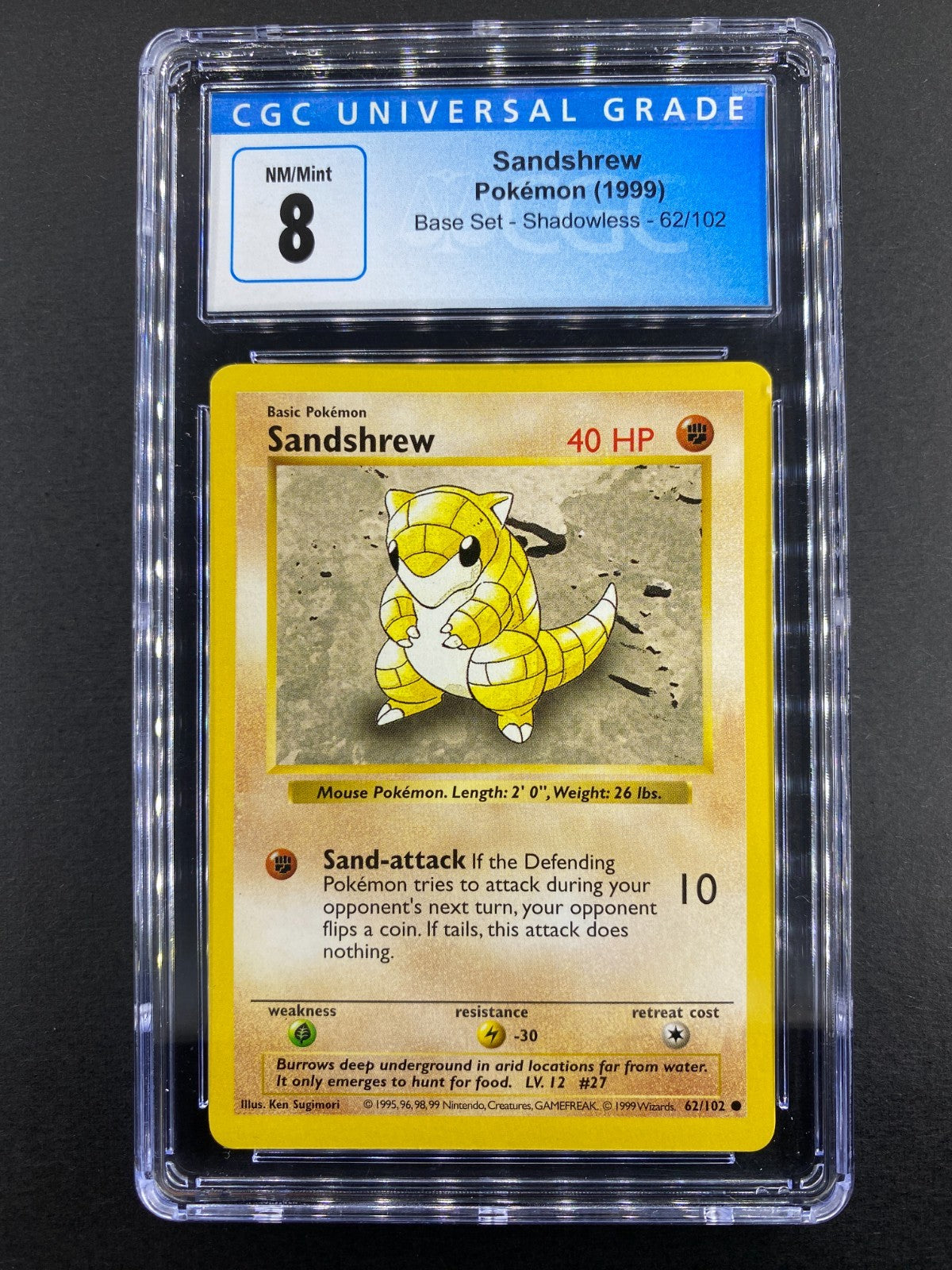 Sandshrew - 62/102 - Base Set - CGC 8