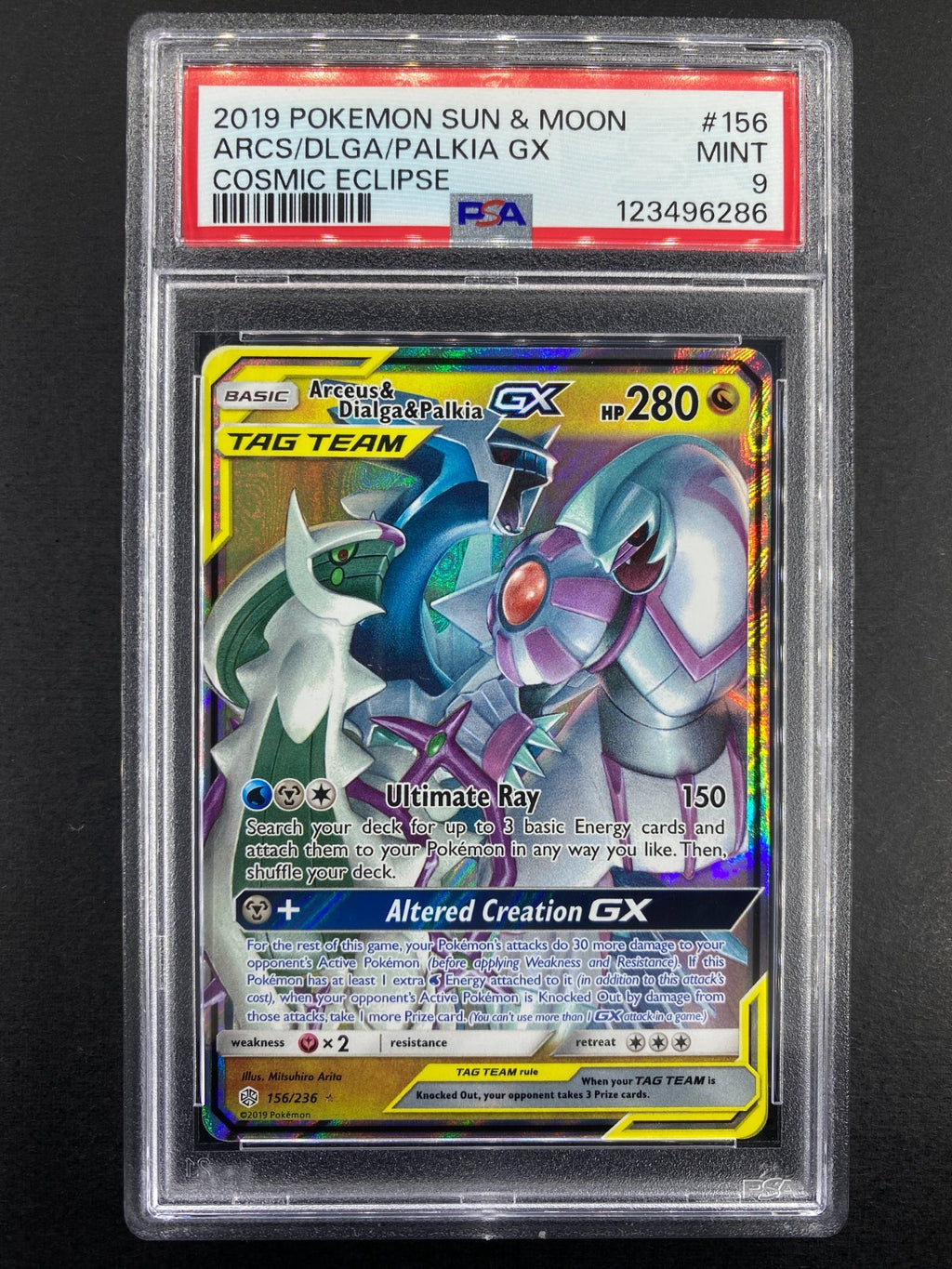 Arceus & Dialga & Palkia GX - 156/236 - Cosmic Eclipse - Tag Team - PSA 9