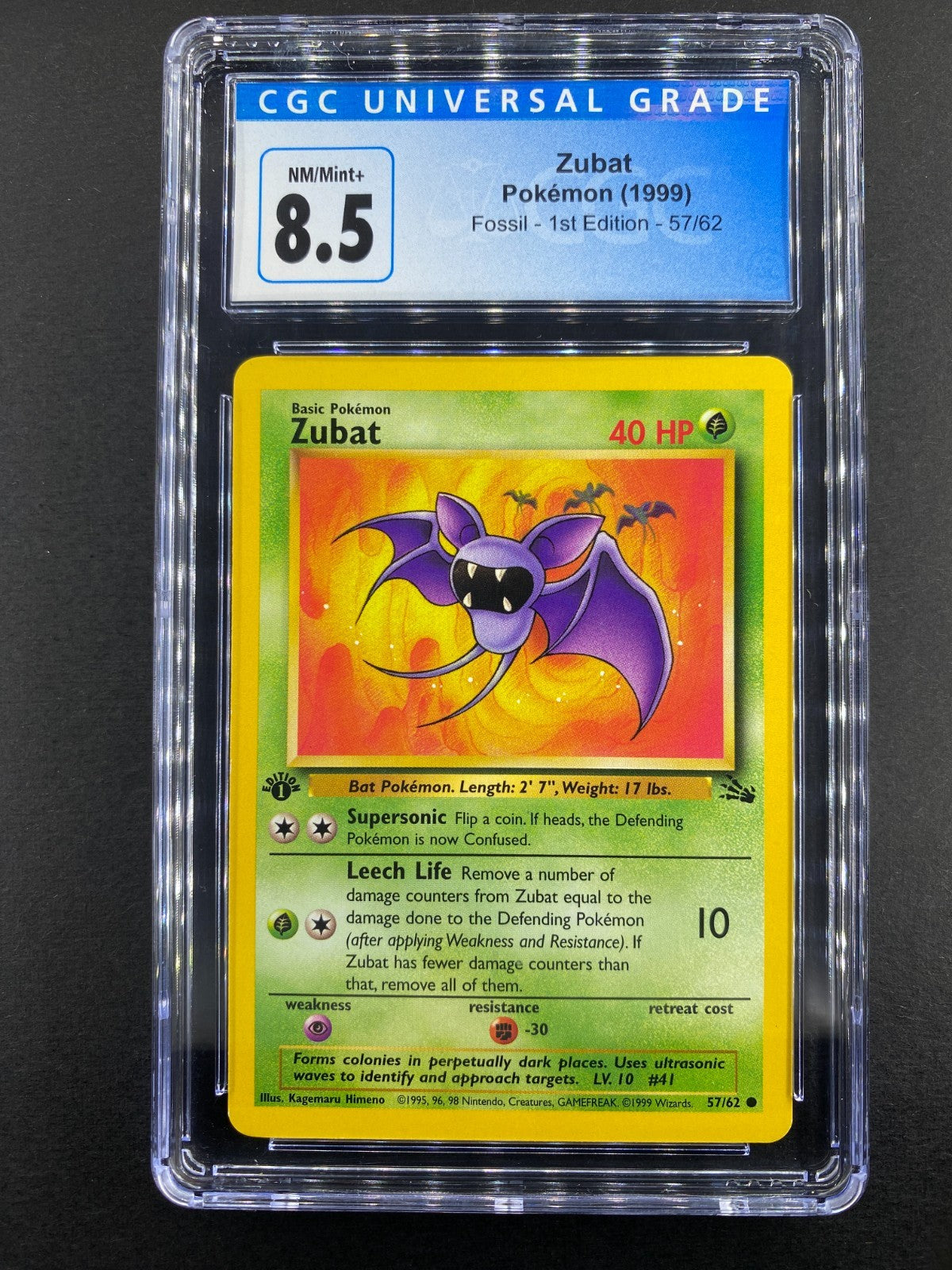 Zubat - 57/62 - Fossil - 1st Edition - CGC 8.5