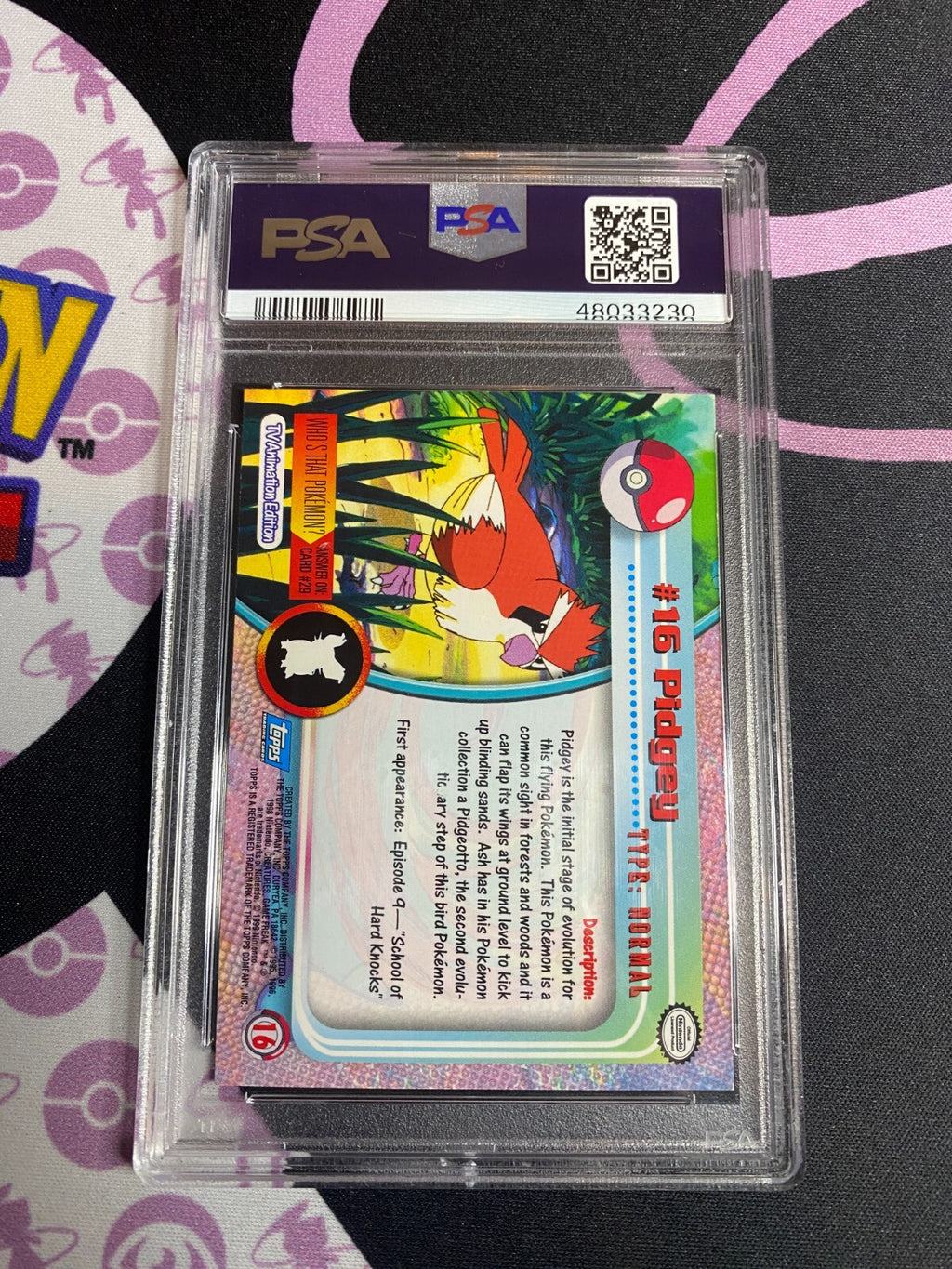 Pidgey - 16 - Topps 1999 - Rainbow Foil - PSA 9