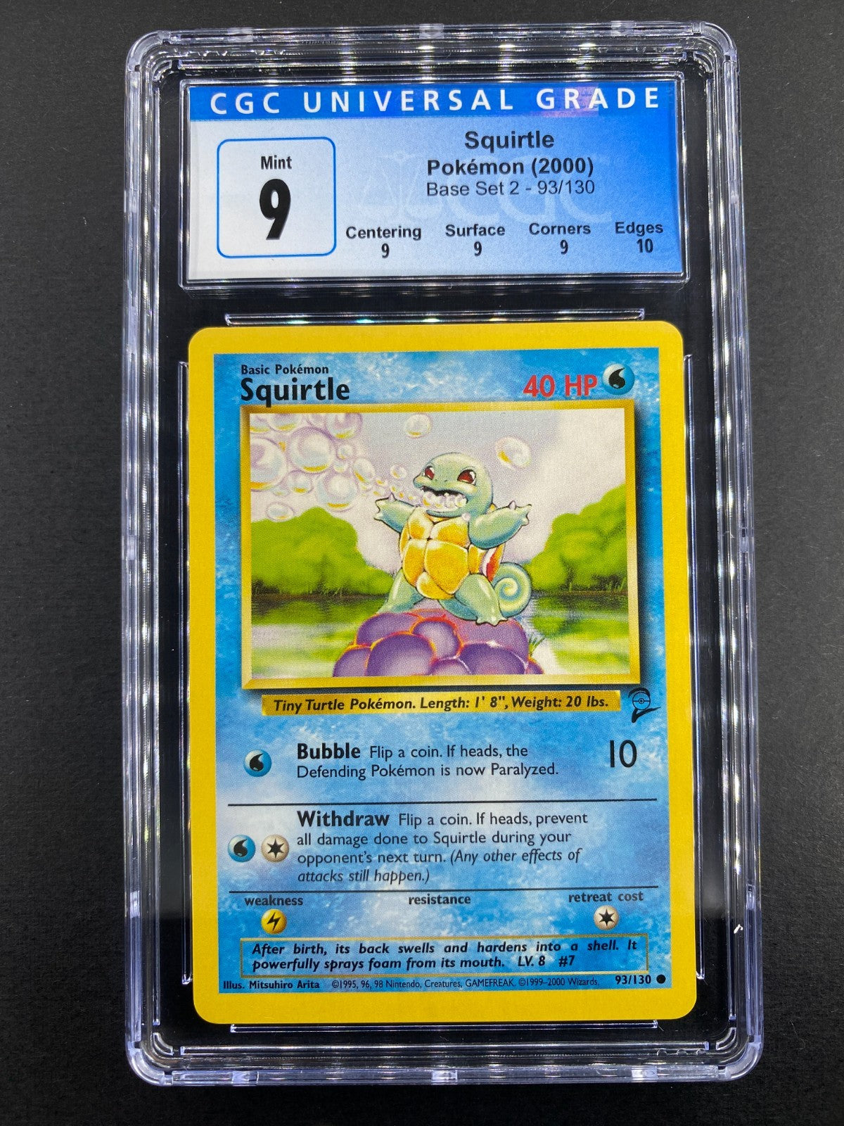 Squirtle - 93/130 - Base Set 2 - CGC 9