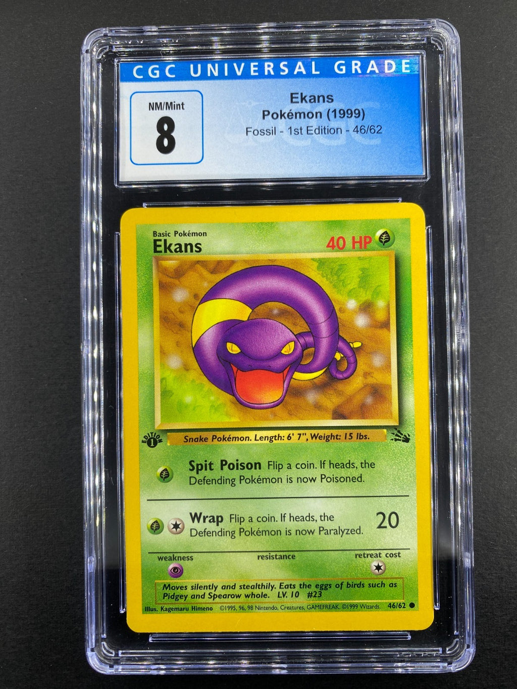 Ekans - 46/62 - Fossil - 1st Edition - CGC 8
