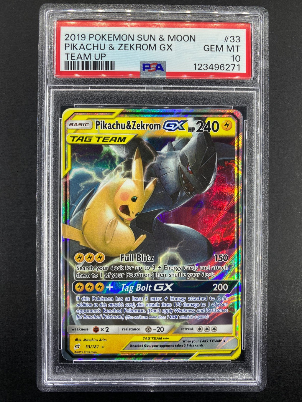 Pikachu & Zekrom GX - 33/181 - Team Up - PSA 10