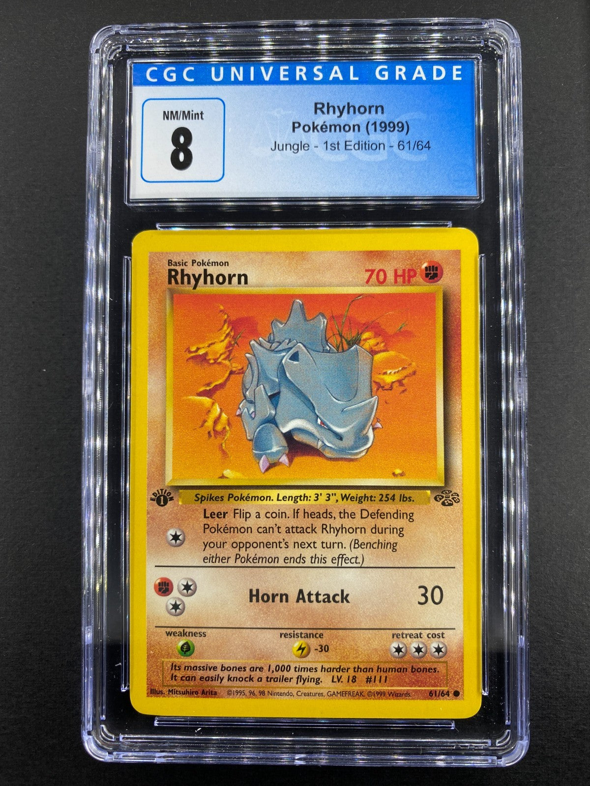 Rhyhorn - 61/64 - Jungle - 1st Edition - CGC 8