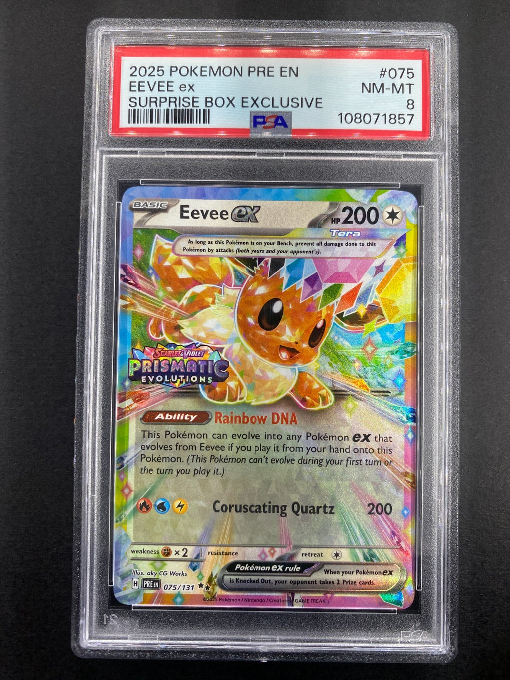 Eevee ex - 075/131 - Prismatic Evolutions Stamp - PSA 8