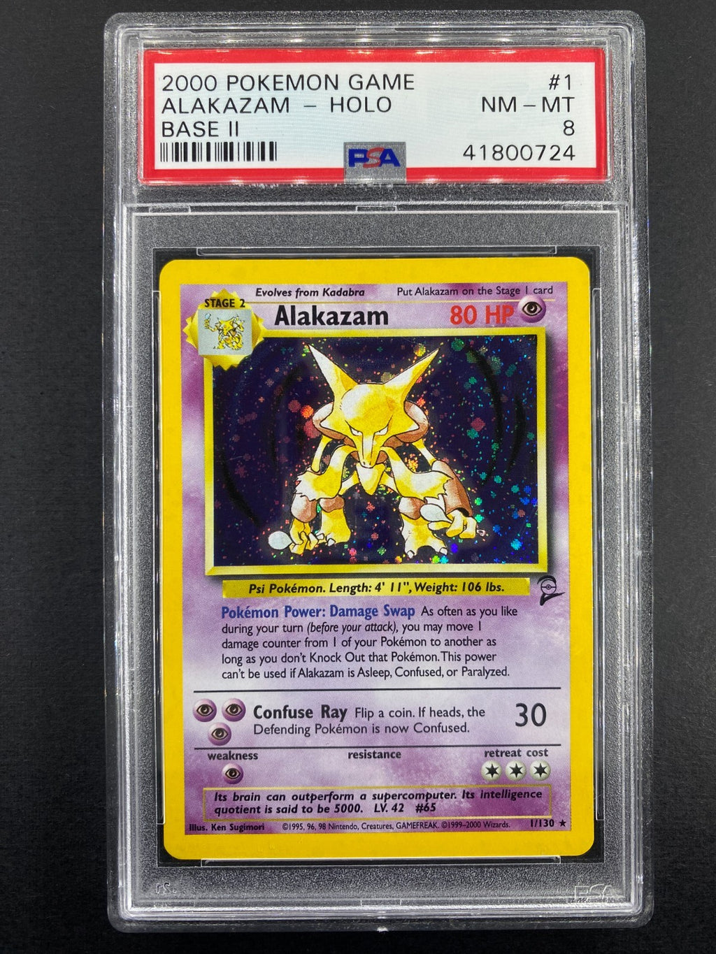 Alakazam - 1/130 - Base Set 2 - PSA 8