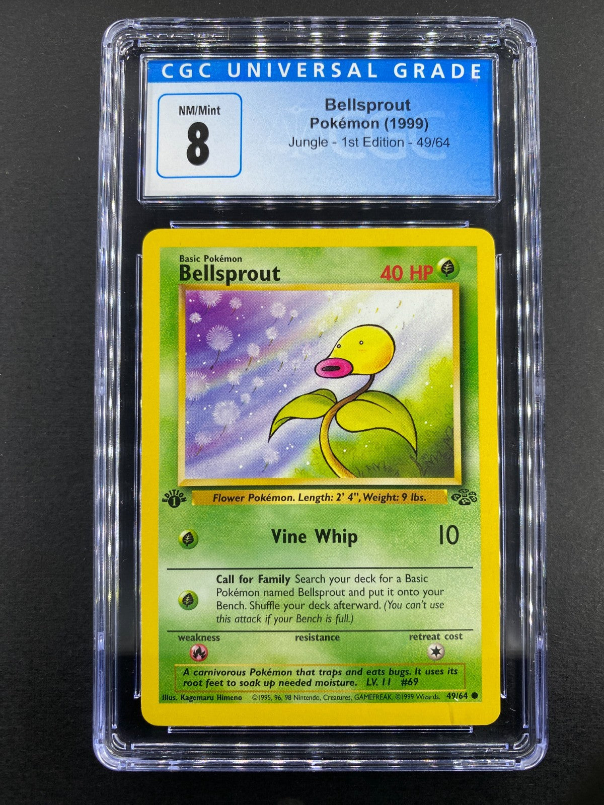 Bellsprout - 49/64 - Jungle - 1st Edition - CGC 8