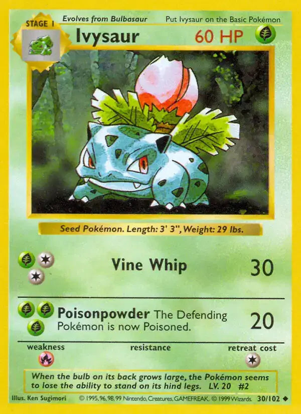 Ivysaur - 30/102 - Shadowless - Base Set