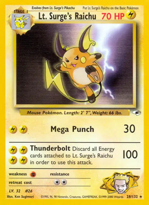 Lt. Surge's Raichu - 28/132 - Gym Heroes
