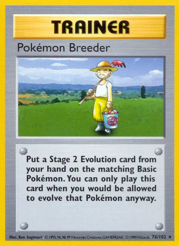Pokemon Breeder - 76/102 - Shadowless - Base Set