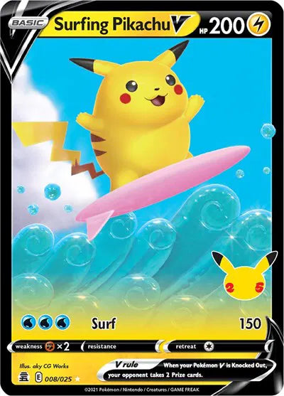 Surfing Pikachu V - 008/025 -Celebrations