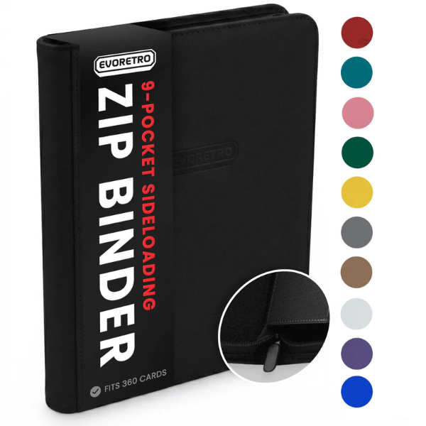 Zipper Binder 9 Pocket - 360 cards - Black
