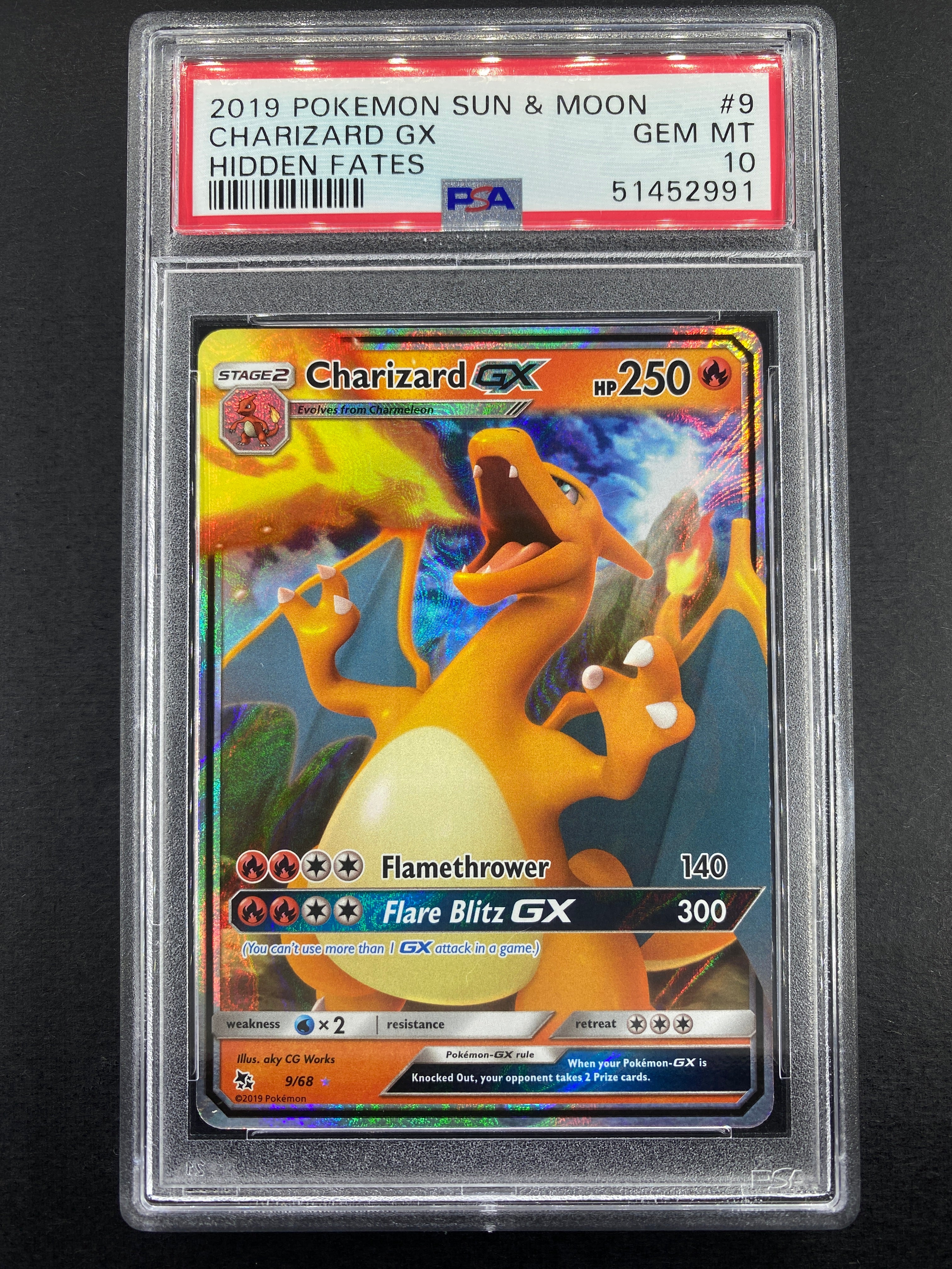 Charizard GX - 9/68 - Hidden Fates - PSA 10
