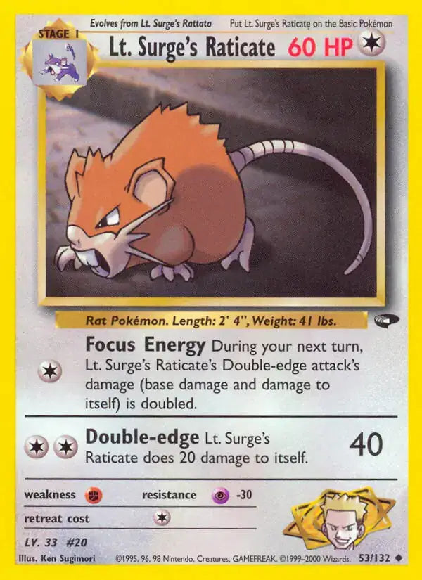 Lt. Surge's Raticate - 53/132 - Gym Challenge