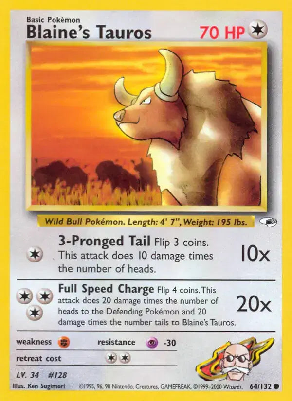 Blaine's Tauros - 64/132 - Gym Heroes