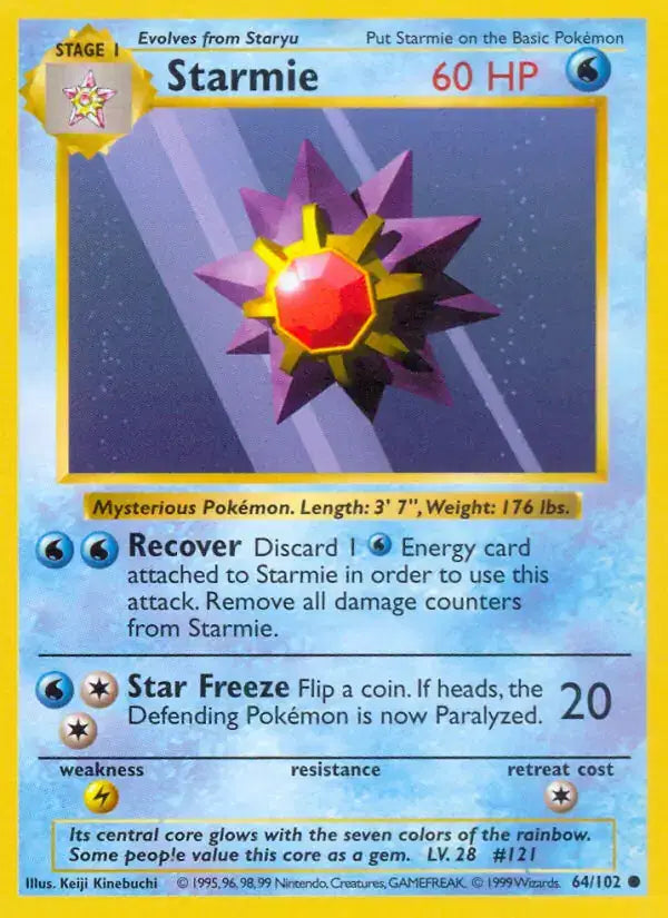 Starmie - 64/102 - Shadowless - Base Set