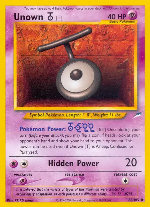 Unown T - 88/105 - Neo Destiny