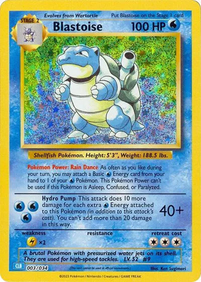 Blastoise - 003/034 - CLB - Trading Card Game Classic