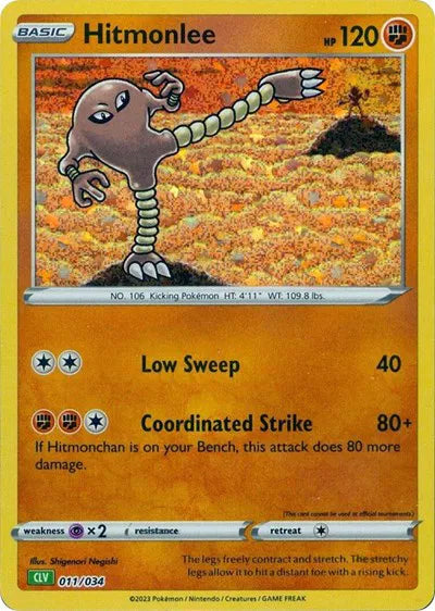 Hitmonlee - 011/034 - CLV - Trading Card Game Classic