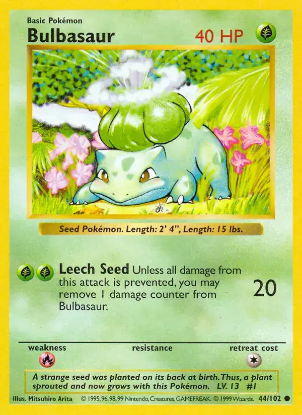 Bulbasaur - 44/102 - Shadowless - Base Set