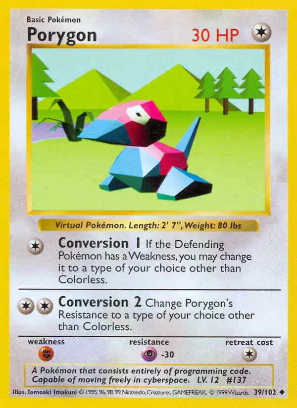 Porygon - 39/102 - Shadowless - Base Set